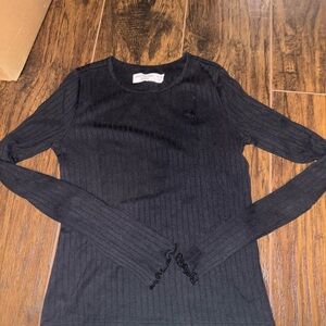 Abercrombie Kids Black Ribbed Long Sleeve Tee
